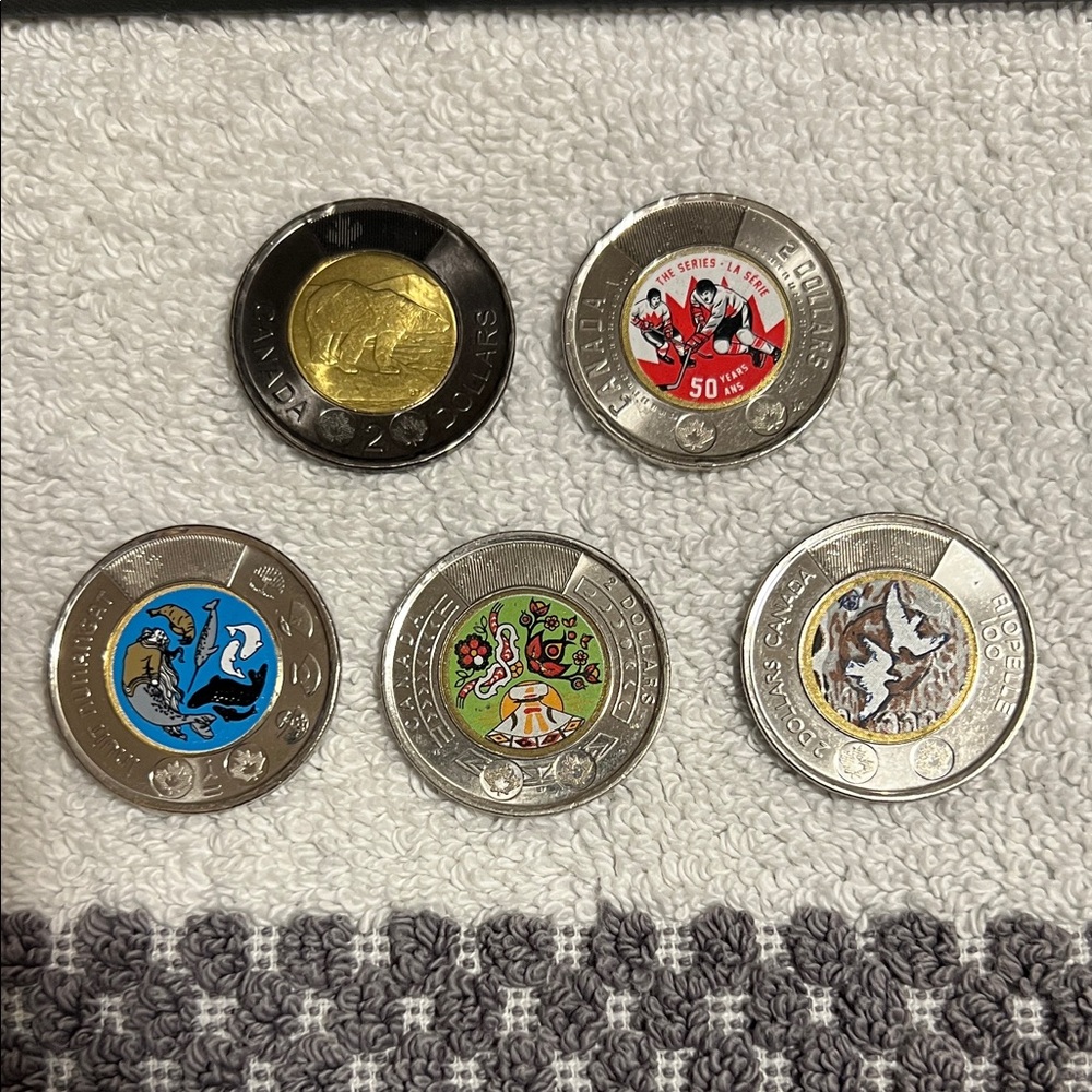 Canadian coloured Toonies